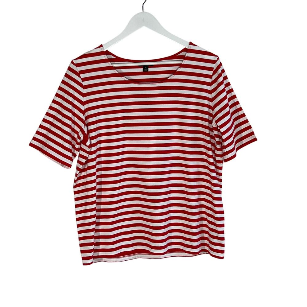 Lauren Ralph Lauren Top Womens 2X T-Shirt Short Cuff Sleeve Red/White Stripe - Picture 3 of 11